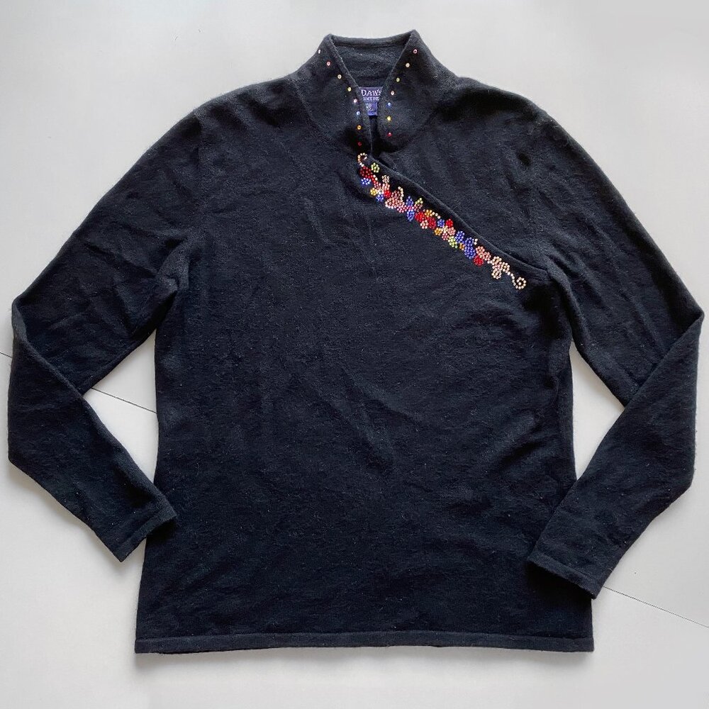 EL Daws 100% Cashmere Black Sweater Womens Size S Crewneck Knit